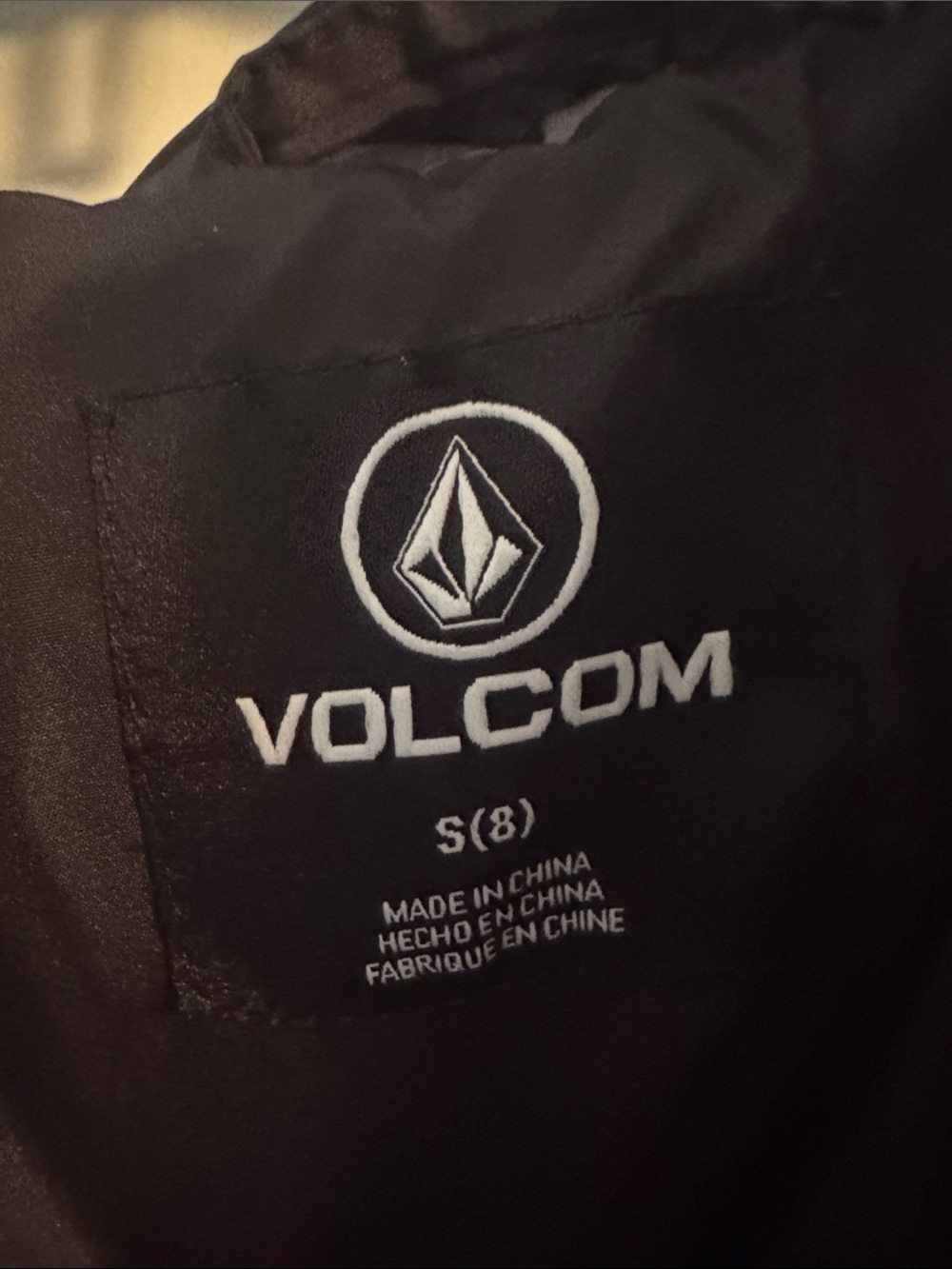 Volcom Black Quilted Jacket with Lime Logo - Picture 4 of 5